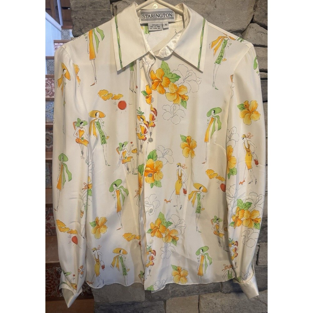 Starington 100% Silk Size 4 Women’s Vintage Blouse